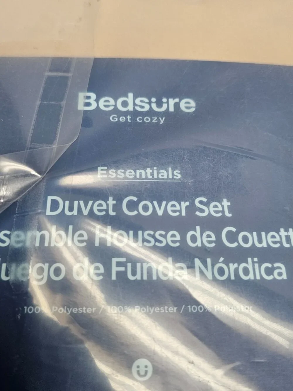 New King Bedsure Get Cozy Beige 1 Duvet Cover 2 Pillowcase Set Polyester NWT
